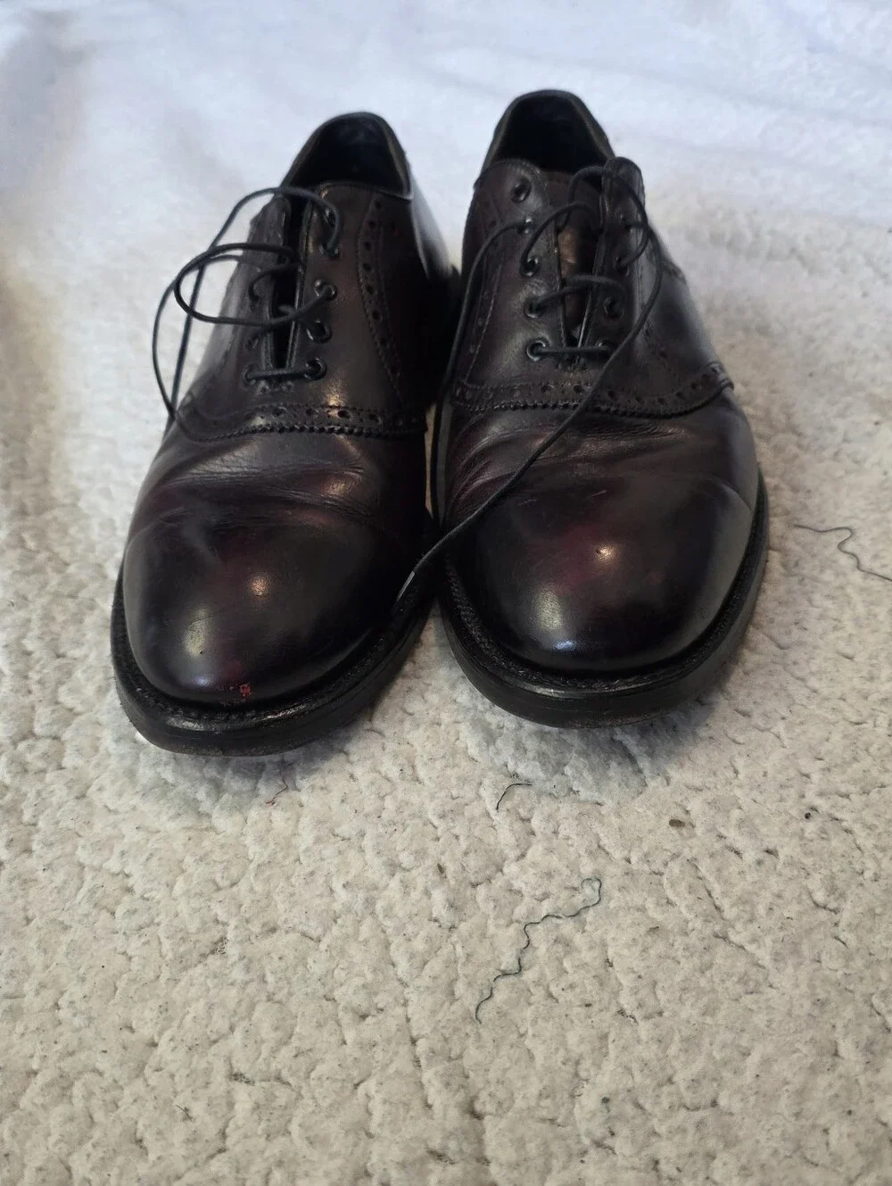 Vintage Mens Private Club Burgundy Leather Wingtip Brogue Oxford Shoes 10.5 B